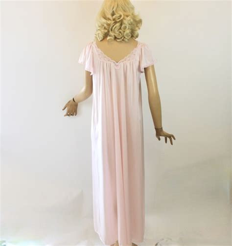 80s Miss Elaine Nightgown Sweet And Sexy Long Pink Silk Gem