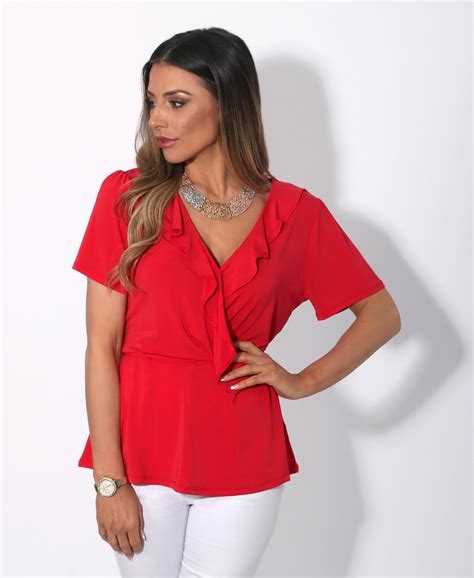 Wrap Tops Ruffle V Neck Wrap Top Krisp