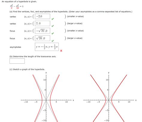 Solved An Equation Of A Hyperbola Is Given X2 4 −