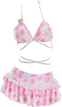 Haikyuu Damen Badeanzug Erdbeere Kawaii Bikini Niedlicher Badeanzug