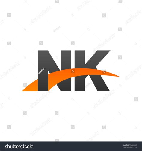 NK Initial Overlapping Swoosh Letter Logo Black Royalty Free Stock