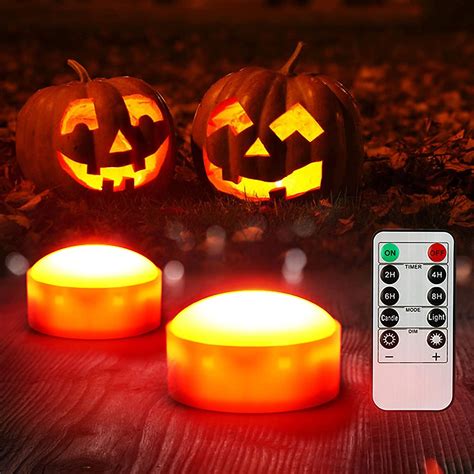 Deago Halloween Led Pumpkin Lights With Remote And Timers Battery