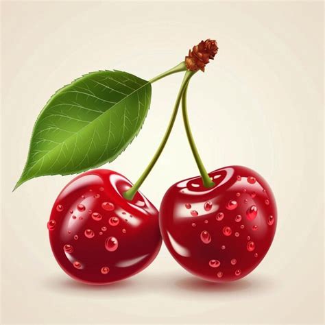 Premium Photo A Drawing Of Cherries With A Green Leaf That Sayscherries