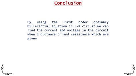 Differential Equation And Its Application In Lr Circuit Ppt