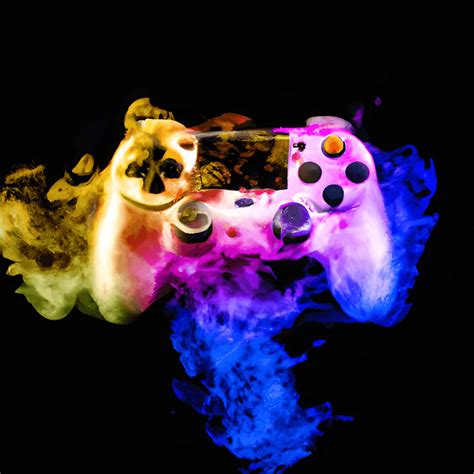 Gaming Controller With Colorful Smoke Cloud · Creative Fabrica