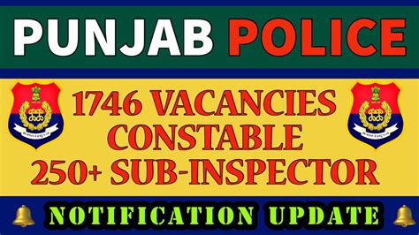 Punjab Police Bharti Constable Sub Inspector Notification Big