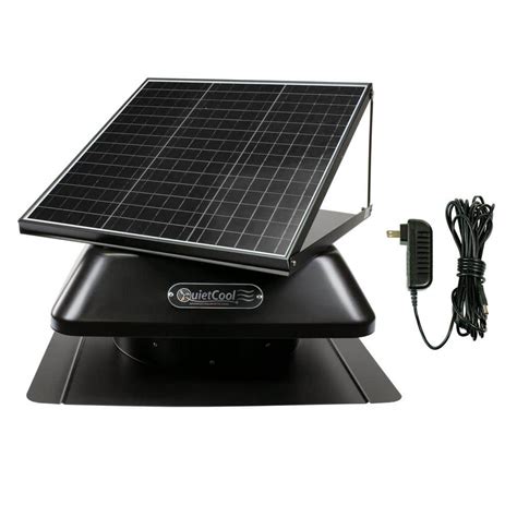 Quietcool 40 Watt Hybrid Solar Electric Powered Roof Mount Attic Fan With Included Inverter For