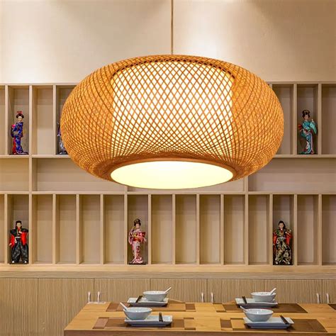 New Chinese Restaurant Pendant Lights Bamboo Bird Cage Shade Japanese