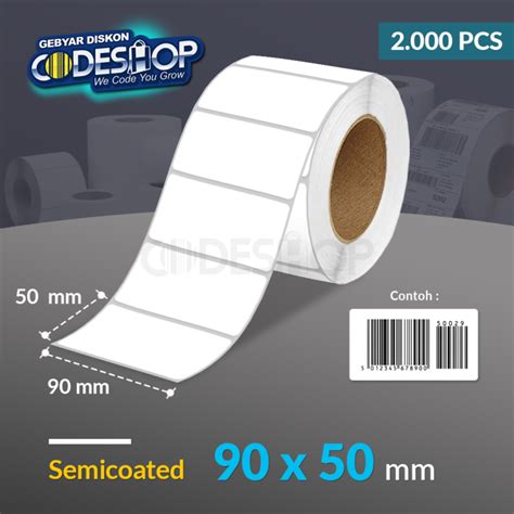 Codeshop Label Semicoated 90 X 50 Mm 1 Line Stiker Printer Barcode Core