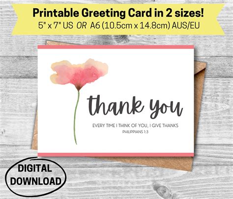 Christian Thank You Card, Religious Thank You Card, Thank You Printable ...