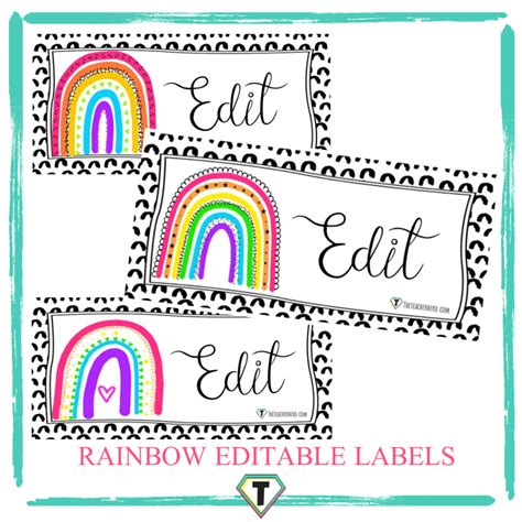 Editable Desk Name Tags- Rainbow - The Teacher Hero