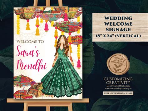 Mehndi Welcome Signs And Mendhi Decor Sign Umbrella Mehndi Signs As