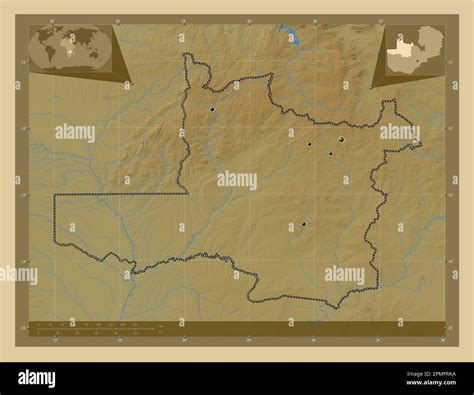 Nord Ovest Provincia Dello Zambia Mappa Di Altitudine Colorata Con