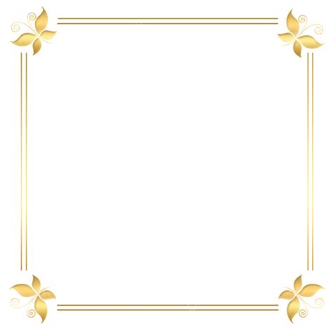 Borda De Moldura De Flor Floral De Canto Dourado Vetor Png Borda De