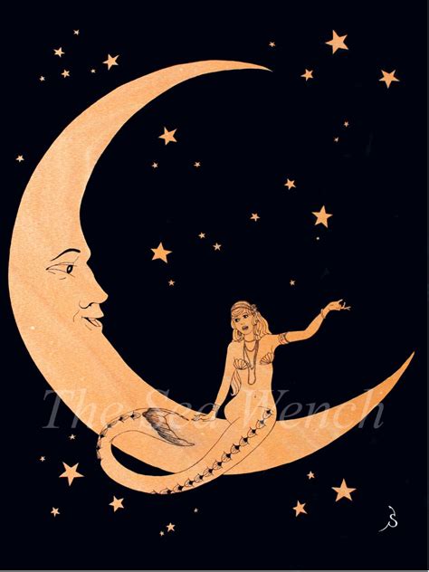 Paper Moon Mermaid Art Print 12 X 16 - Etsy