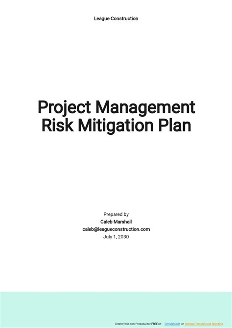 risk mitigation plan template google docs word apple pages