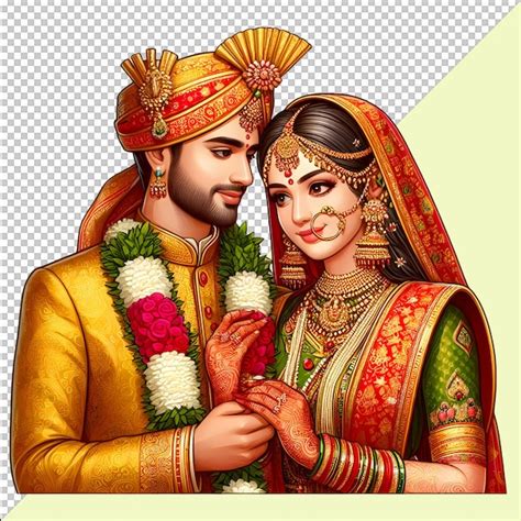 Premium PSD Indian Wedding Clip Art Bride And Groom Standing Wedding