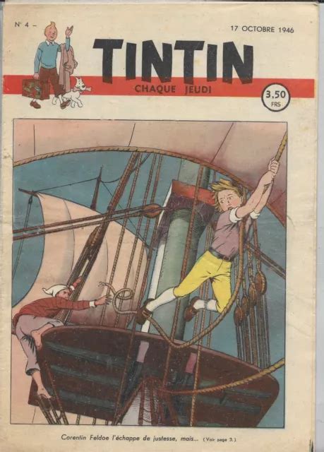 LE JOURNAL DE TINTIN Belge N4 17 10 1946 Cov Corentin Cuvelier