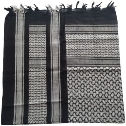 Milspec Surplus Black And Grey Cotton Shemagh Arab Scarf Keffiyeh