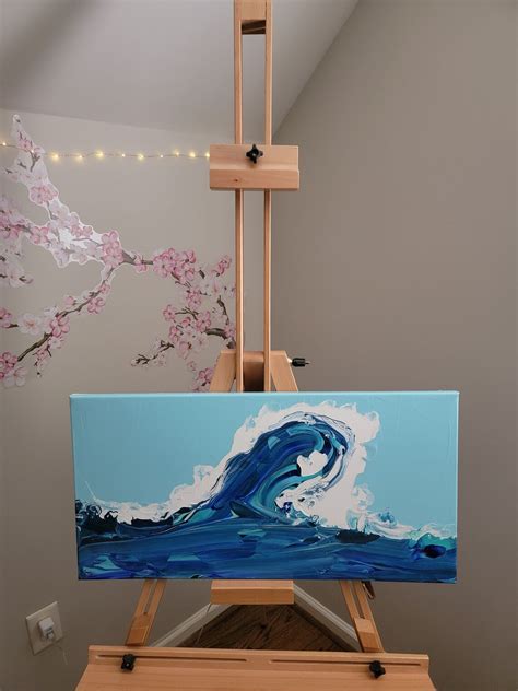 Wave Acrylic Pour Painting 12x24 Canvas Art Etsy