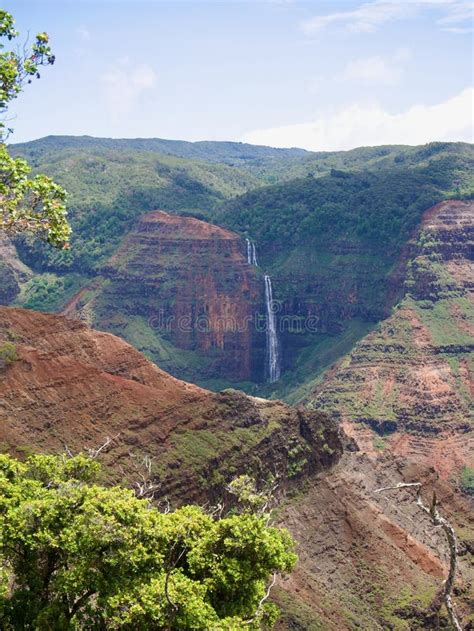 Waipoo Falls Waterfall At Waimea Canyon Kauai Stock Image Image Of