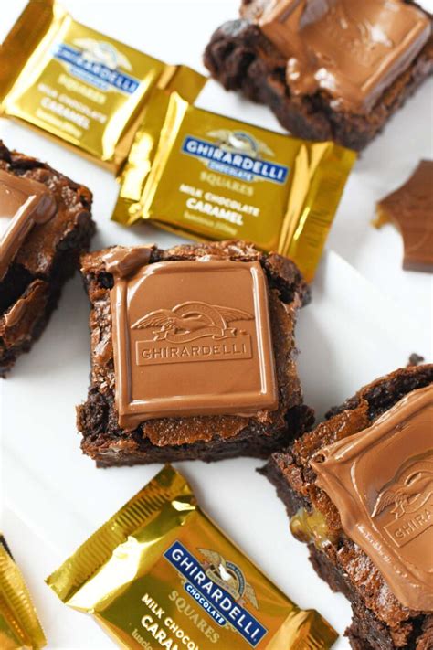 Chocolate Caramel Brownies With Ghirardelli Squares Savvy Saving Couple