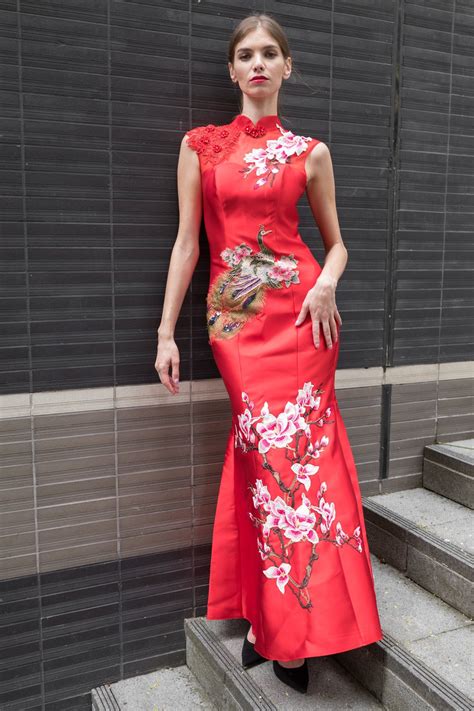 Red Chinese Wedding Dress Modern Cheongsam Modern Qipao Traditional ...