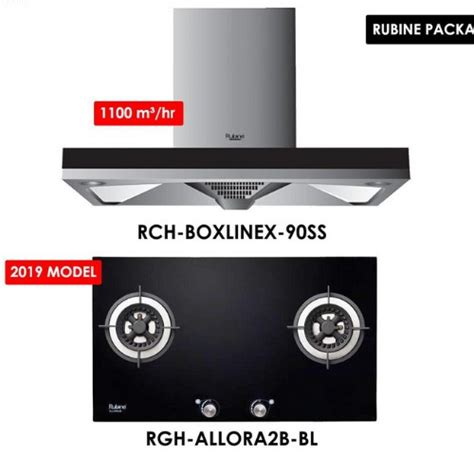 COMBO RUBINE KITCHEN HOOD RCH BOXLINE X 90SS 2 BURNER TEMPERED