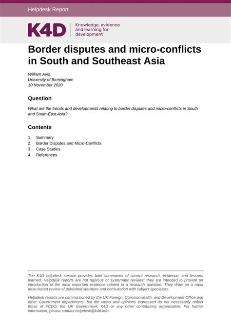 PDF Border Disputes And Micro Conflicts In South And Southeast