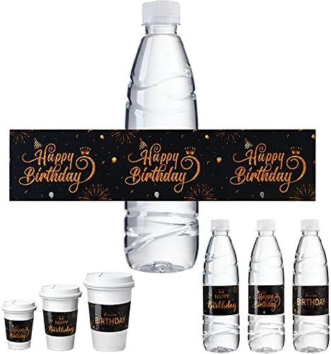 Black And Silver 60th Birthday Water Bottle Labels Shiny Foil 24 Stickers Home