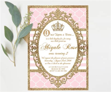 Princess Invitation, Princess Birthday Invitation, Pink and Gold Party ...