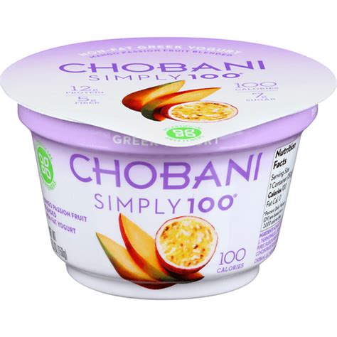 Chobani Simply 100 Yogurt Greek Non Fat Mango Passion Fruit Blended