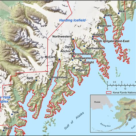 Overview map of all glaciers in study area (blue points) with each ...