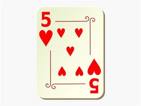 Five Of Hearts Vector Clip Art - 5 Of Heart Playing Card , Free ...