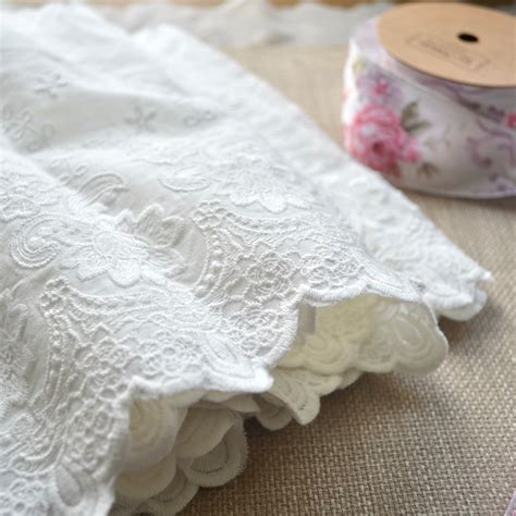 White Cotton Lace Fabric Embroidered Lace Fabric Wide Cotton Etsy Uk