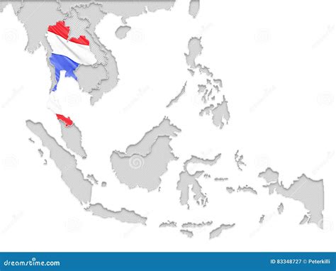 Thailand Flag And South East Asia Map Stock Illustration Illustration