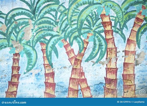 Brazilian Palm Trees Tropical Graffiti Stock Illustration