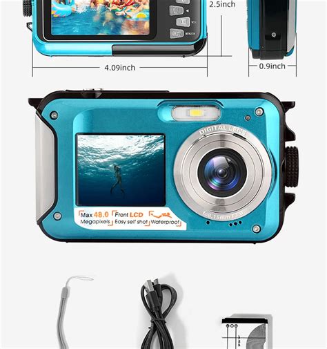 Underwater Digital Camera,3m Waterproof,2.7-inch And 1.8-inch Dual ...