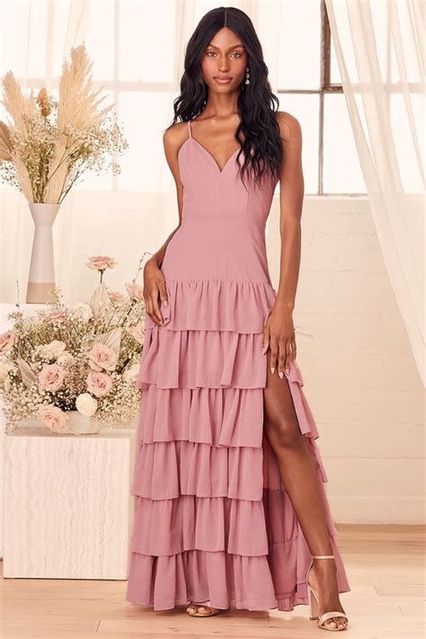 Rose Maxi Dress Tiered Dress Sleeveless Dress Chiffon Maxi Lulus