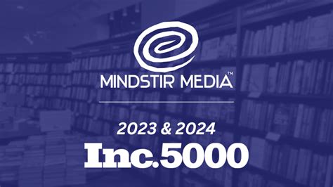 Mindstir Media Celebrates Second Consecutive Year On The Inc 5000 List Of Fastest Growing