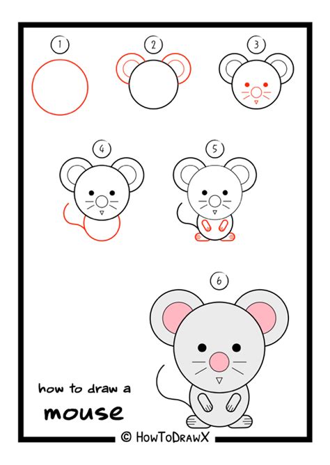 Drawing Lesson #4: How to Draw a Mouse Step by Step Drawing Lessons For ...