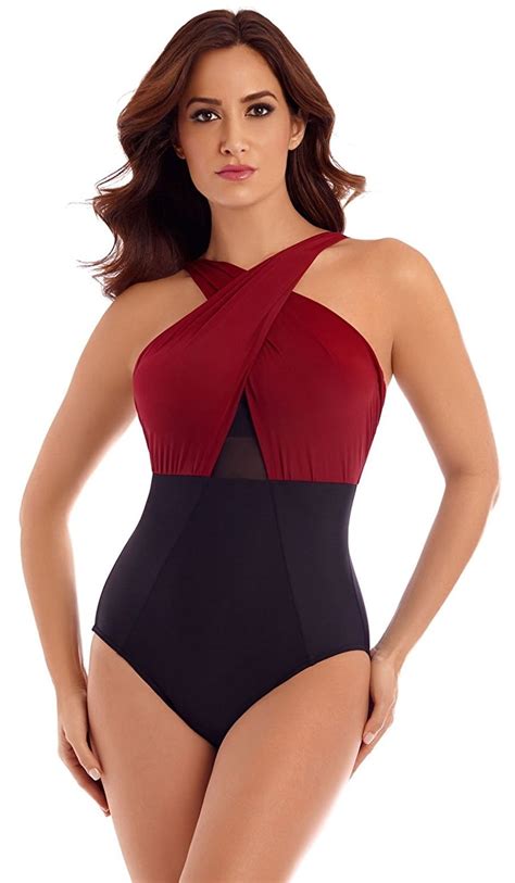 Womens Embrace Underwire One Piece High Neck Swimsuit