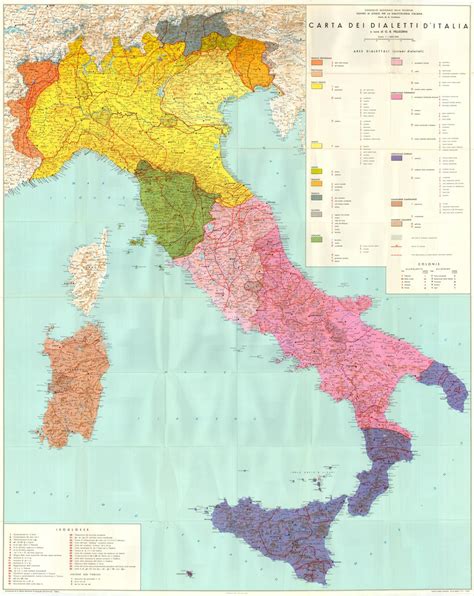 Pellegrini’s map of the languages of Italy, 1977.... - Maps on the Web