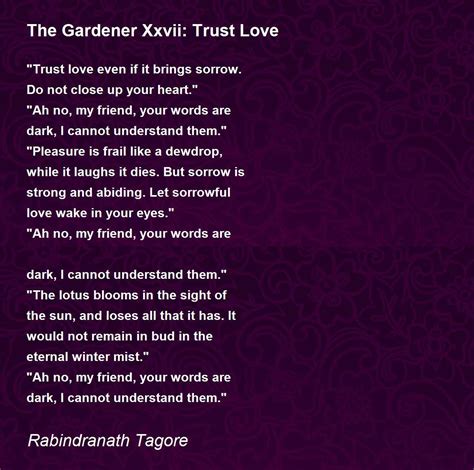 The Gardener Xxvii: Trust Love - The Gardener Xxvii: Trust Love Poem by ...