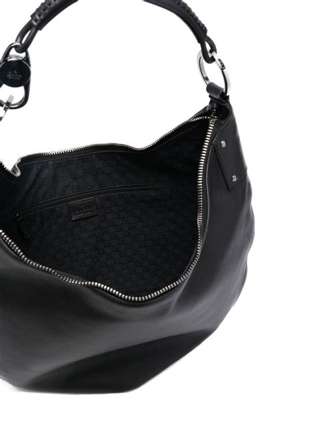 Pre Owned Gucci S Half Moon Hobo Shoulder Bag In Black Modesens