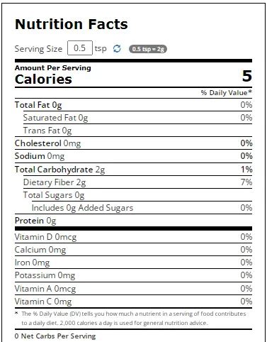 Glucomannan Powder Nutrition Facts - Cully's Kitchen