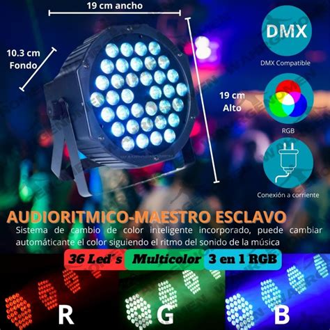 Cañon De Leds 36x3w Rgb 3 En 1 Audioritmico Dmx Automa