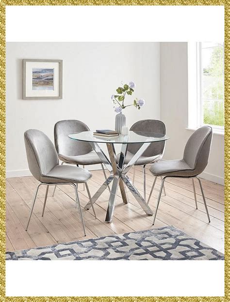 Glass Top Round Dining Table With Velvet Chairs