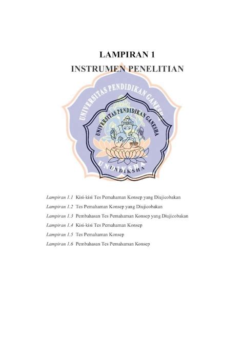 PDF LAMPIRAN 1 INSTRUMEN PENELITIANrepo Undiksha Ac Id 235 9