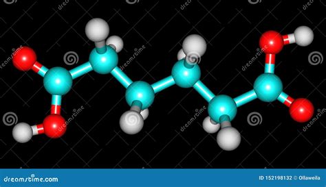 Adipic Acid Molecular Structure Isolated On Black Stock Illustration